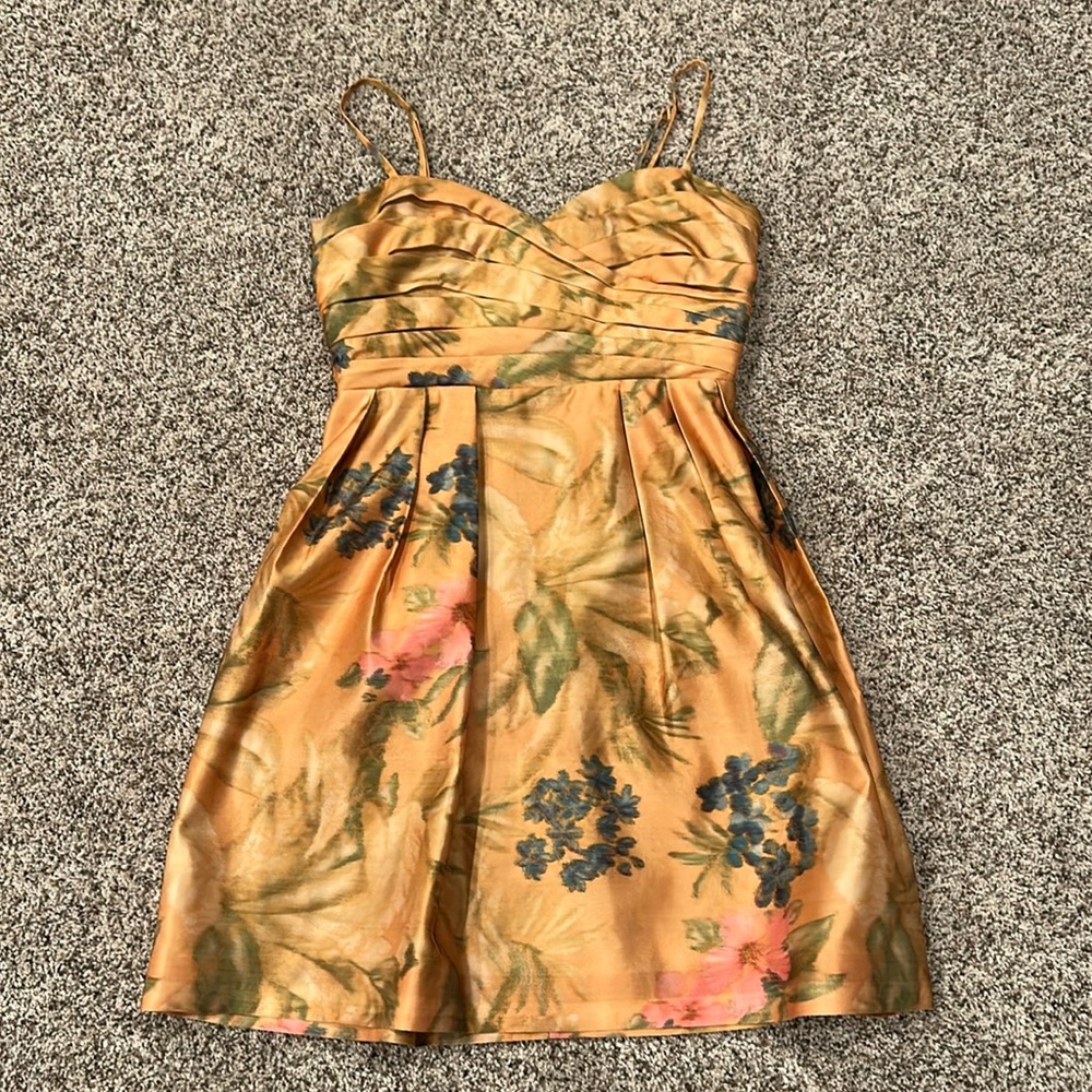 Anthropologie Gold Floral Prom Dress - Picture 2 of 10